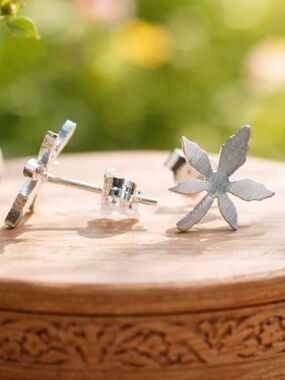 New Symbol of Peace: Japanese Maple Leaf Earrings Studs Sterling Silver